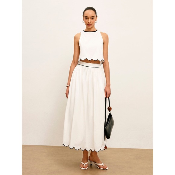 Dresses & Skirts - Commense Scallop Trim Color Block Sleeveless Skirt Set in Size Small